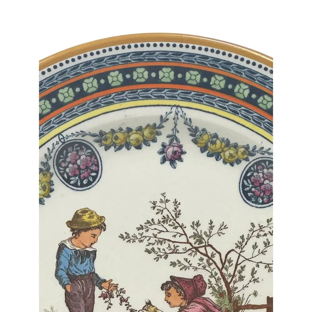 Antique 19th Century Wedgwood Etruria 'Garland' Kate Greenaway 10.25" Plate - Picture 4 of 10